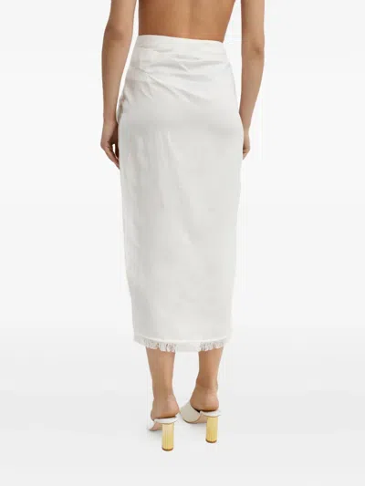 Simkhai Quinton Fringed Midi Skirt In White