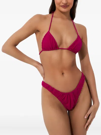 Reina Olga Guia Solid Terry Triangle Bikini In Pink