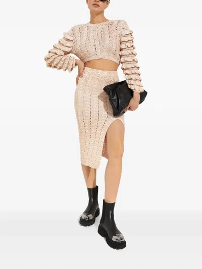 Loveshackfancy Junice Ruffled Cardigan In Neutral