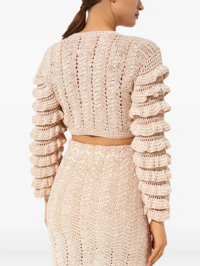 Loveshackfancy Junice Ruffled Cardigan In Neutral