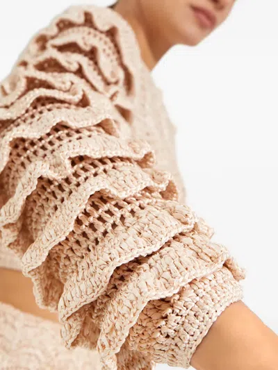 Loveshackfancy Junice Ruffled Cardigan In Neutral
