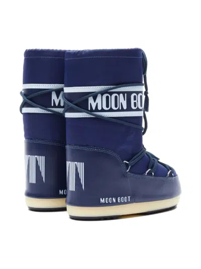 Moon Boot Icon Junior Branded Nylon Snow Boots 3-7 Years In Blue