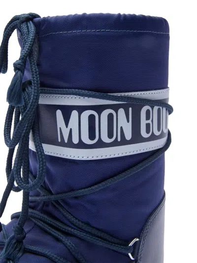 Moon Boot Icon Junior Branded Nylon Snow Boots 3-7 Years In Blue