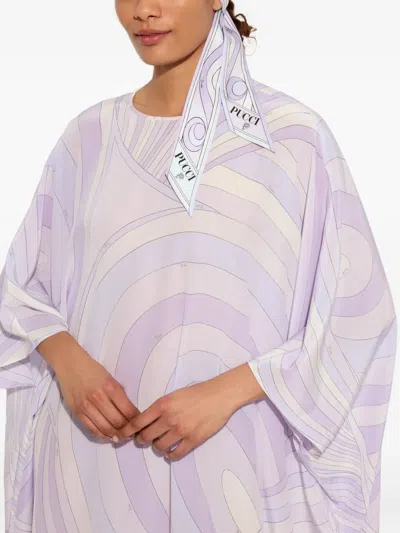Pucci Abstract Pattern Lightweight Long Scarf In Pink