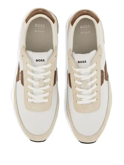 Hugo Boss Sneakers Panel Rubber Sole In Neutral