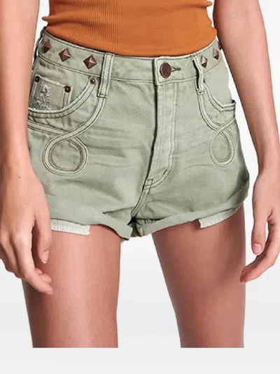 One Teaspoon Button-fastening Shorts In Green