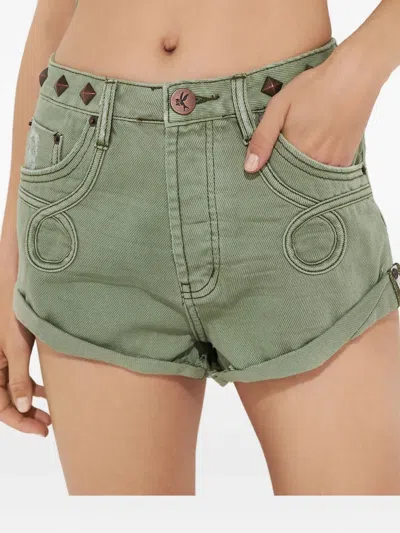 One Teaspoon Button-fastening Shorts In Green