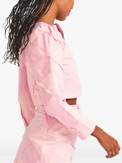 Loveshackfancy Eleora Buttoned Cropped Jacket In Pink