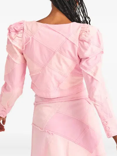 Loveshackfancy Eleora Buttoned Cropped Jacket In Pink