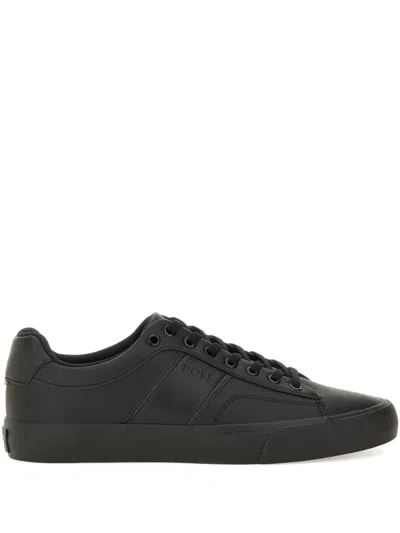 Hugo Boss Lace-up Panelled Sneakers In Black