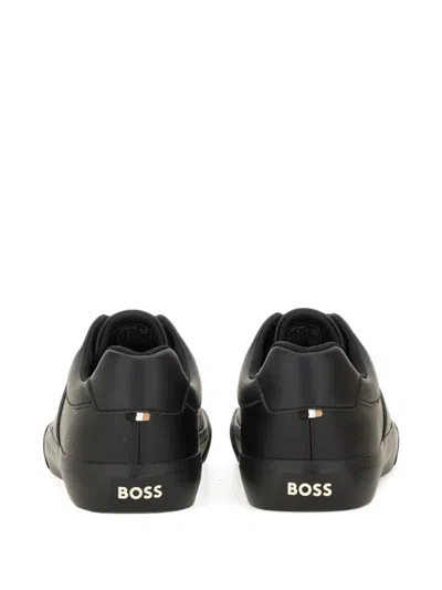 Hugo Boss Lace-up Panelled Sneakers In Black