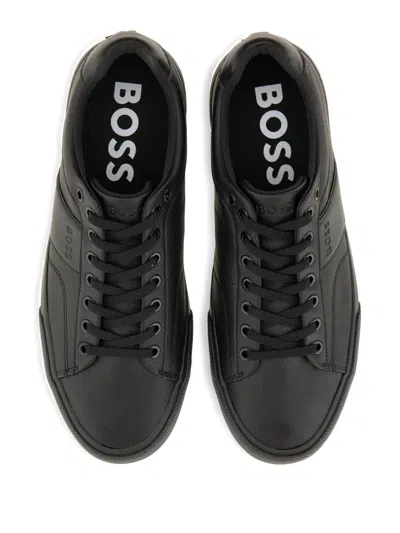 Hugo Boss Lace-up Panelled Sneakers In Black