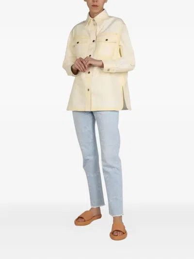 Stella Mccartney Yellow Solid Shirt Collar Jacket In Yellow