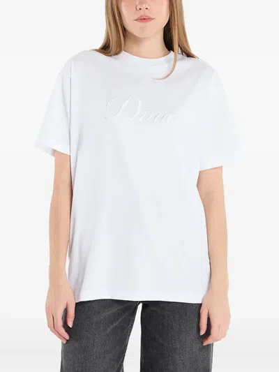 Dime Cursive-logo T-shirt In White