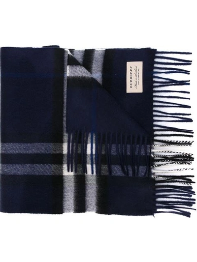 Burberry The Classic Check Cashmere Scarf In Blue