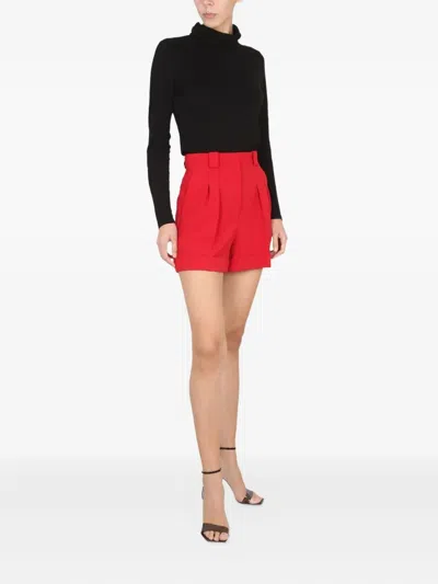 Moschino High-waisted Tailored Shorts With Side Pockets In Red