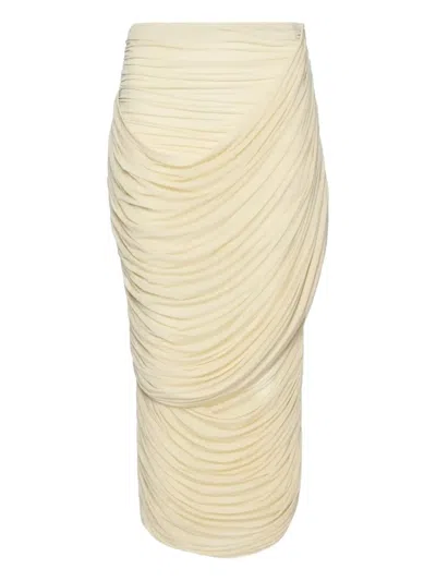 Magda Butrym Midi Skirt With Draped And Ruched Design In White