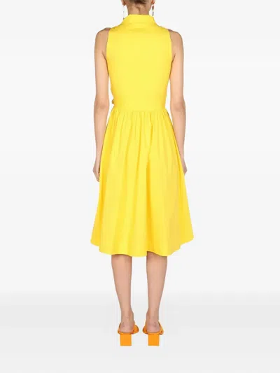 Moschino Tie-fastening Polo-collar Midi Dress In Yellow