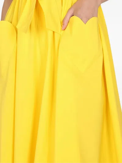 Moschino Tie-fastening Polo-collar Midi Dress In Yellow