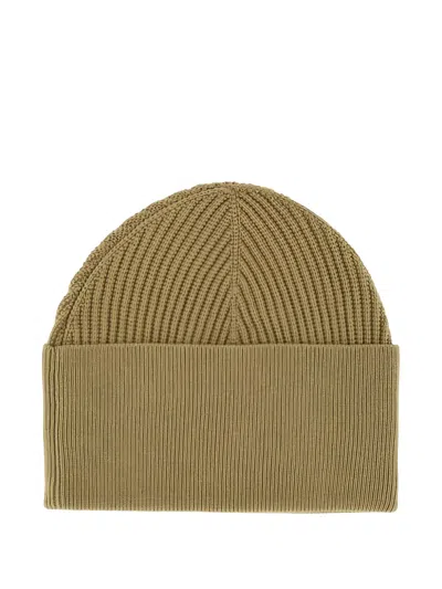 Studio Nicholson Ribbed Texture Folded Cuff Hat In Brown
