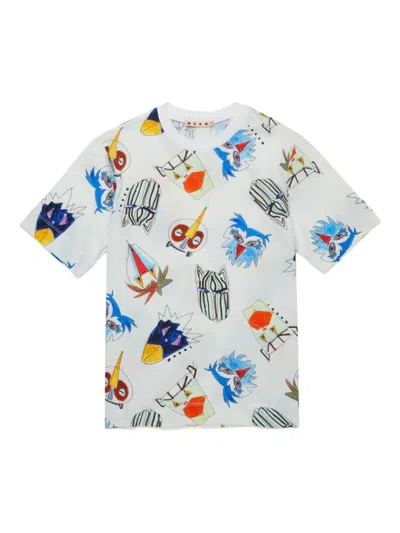 Marni Printed Crew-neck T-shirt In White