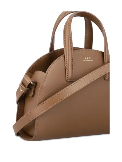 Apc A.p.c. Tote Demi Lune Small In Brown