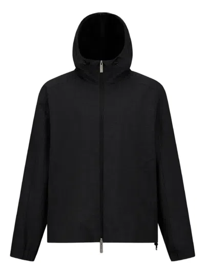 Herno Hooded Zip-front Jacket In Black