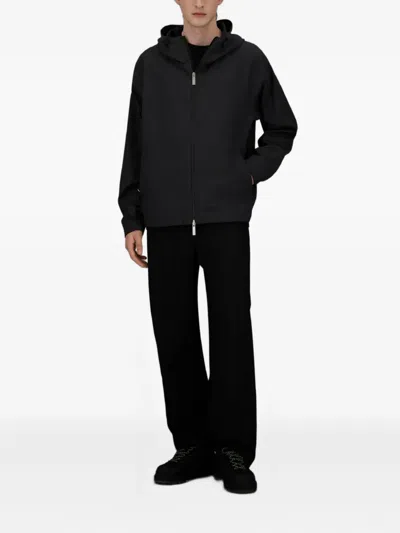 Herno Hooded Zip-front Jacket In Black