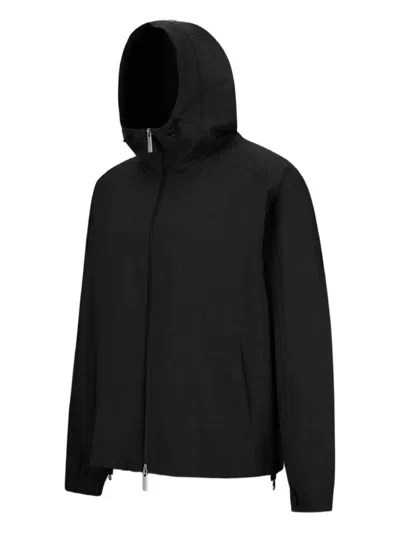 Herno Hooded Zip-front Jacket In Black