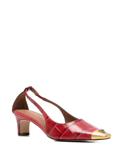 Kurt Geiger London Regent Croc Embossed Cutout Pump In Red