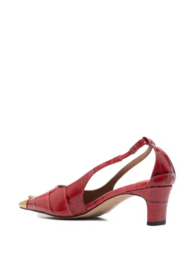 Kurt Geiger London Regent Croc Embossed Cutout Pump In Red