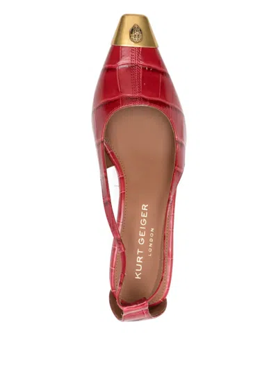 Kurt Geiger London Regent Croc Embossed Cutout Pump In Red