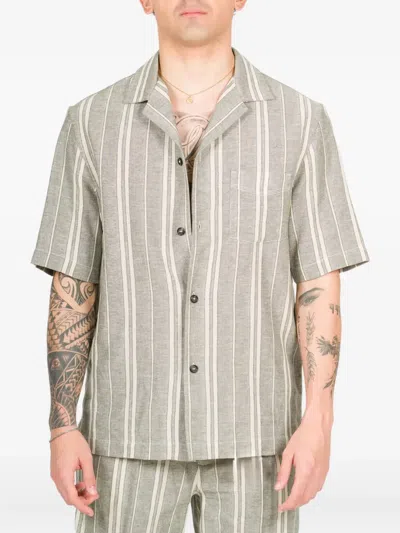 Paolo Pecora Striped-pattern Short-sleeve Shirt In Green