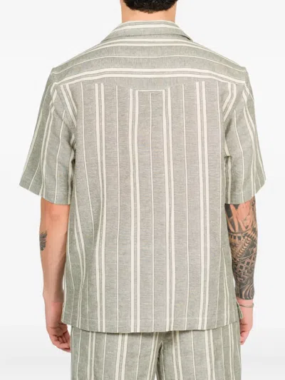 Paolo Pecora Striped-pattern Short-sleeve Shirt In Green