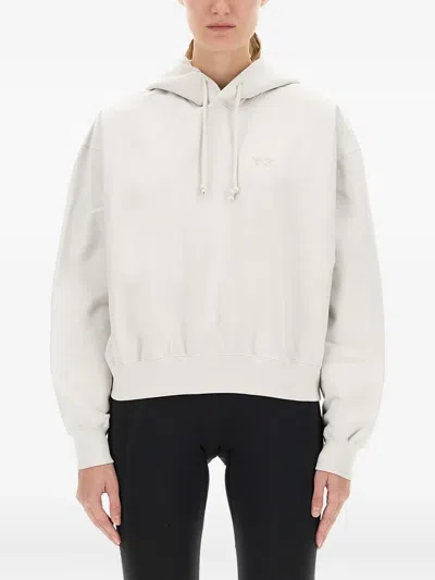 Y-3 Logo Hooded Sweatshirt Drawstring Style In Neutral