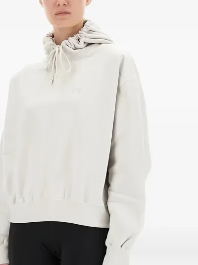 Y-3 Logo Hooded Sweatshirt Drawstring Style In Neutral