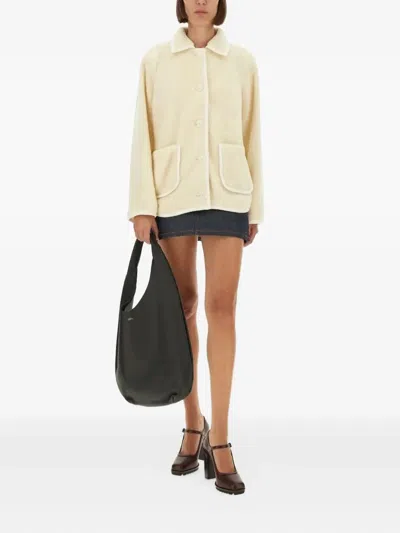 Apc Stylish Coat With Large Pockets And Trim In Neutral