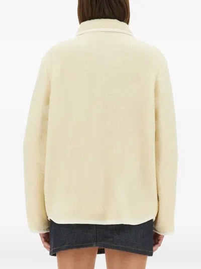 Apc Stylish Coat With Large Pockets And Trim In Neutral