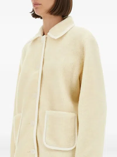 Apc Stylish Coat With Large Pockets And Trim In Neutral