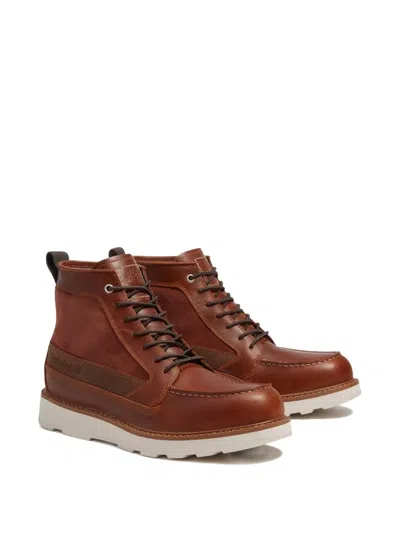 Timberland Stylish Boots With Contrast Stitching And Rubber Sole In Brown