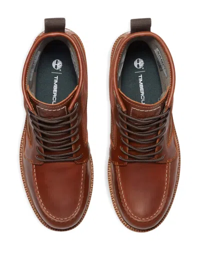 Timberland Stylish Boots With Contrast Stitching And Rubber Sole In Brown