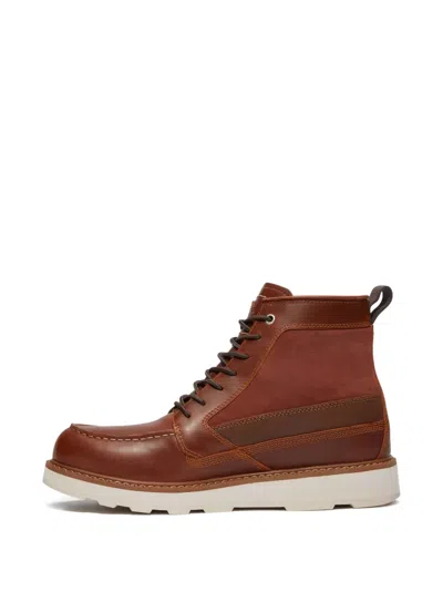 Timberland Stylish Boots With Contrast Stitching And Rubber Sole In Brown