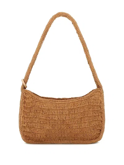 Manebi Raffia Shoulder Bag In Brown