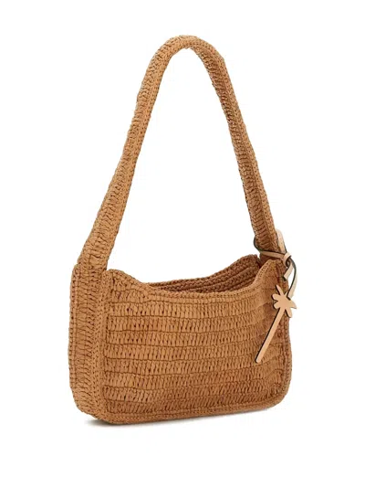 Manebi Raffia Shoulder Bag In Brown