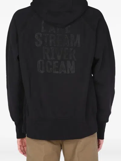 Engineered Garments High Neck Printed Hoodie Sweatshirt In Black