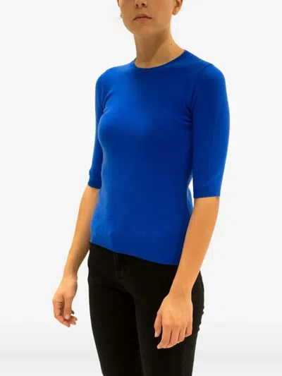 La Rose Crew-neck Cashmere T-shirt In Blue