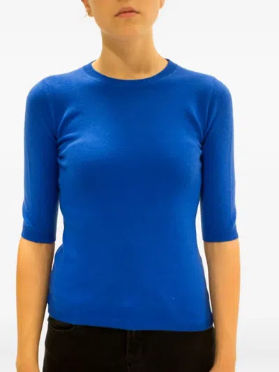 La Rose Crew-neck Cashmere T-shirt In Blue