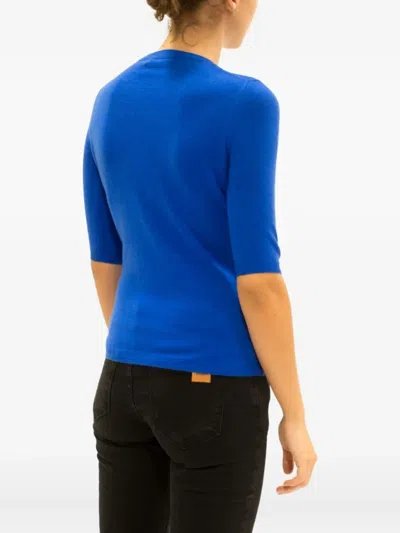 La Rose Crew-neck Cashmere T-shirt In Blue