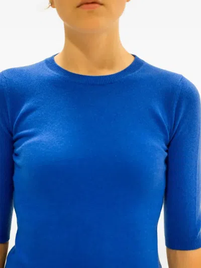 La Rose Crew-neck Cashmere T-shirt In Blue