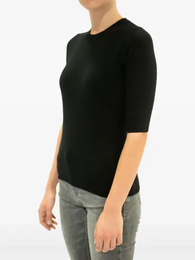 La Rose Crew-neck Cashmere T-shirt In Black